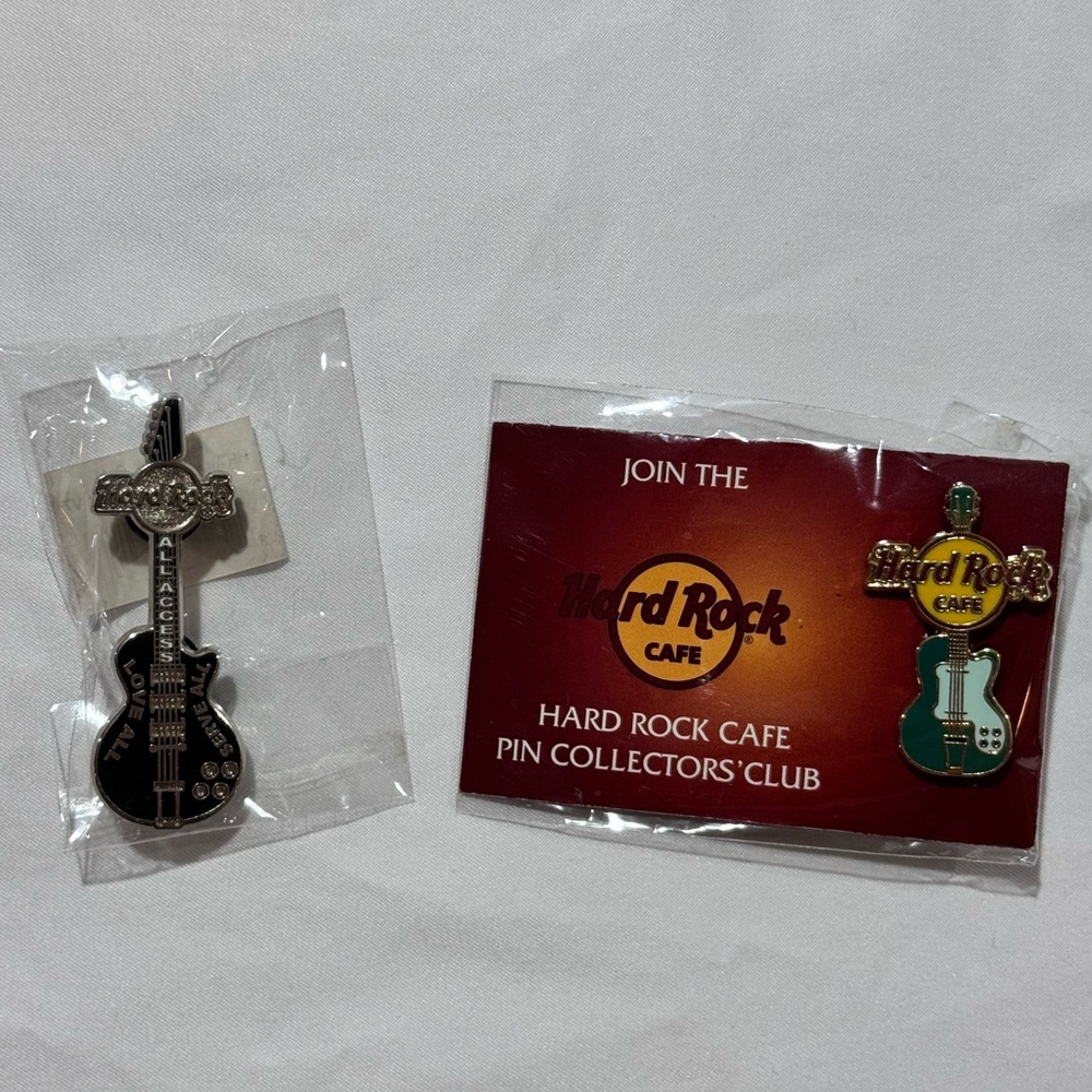 Lot Of 2 Hard Rock Cafe Pins ICON GUITAR GIVEAWAY PIN & ALL ACCESS GUITAR PIN V7